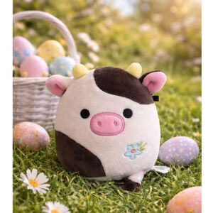 Squishmallow Connor the Cow Mini 5” Easter Plush Embroidered Flower Jazwares #J